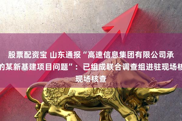 股票配资宝 山东通报“高速信息集团有限公司承建的某新基建项目问题”：已组成联合调查组进驻现场核查